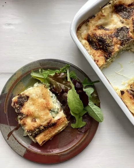 Rachel Roddy's Dish for Layered Pasta with Summer Squash and A Trio of Cheeses